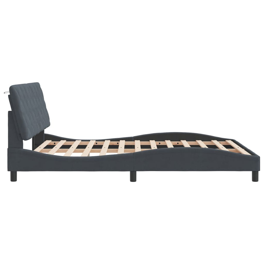 Bedframe met hoofdeinde fluweel donkergrijs 160x200 cm