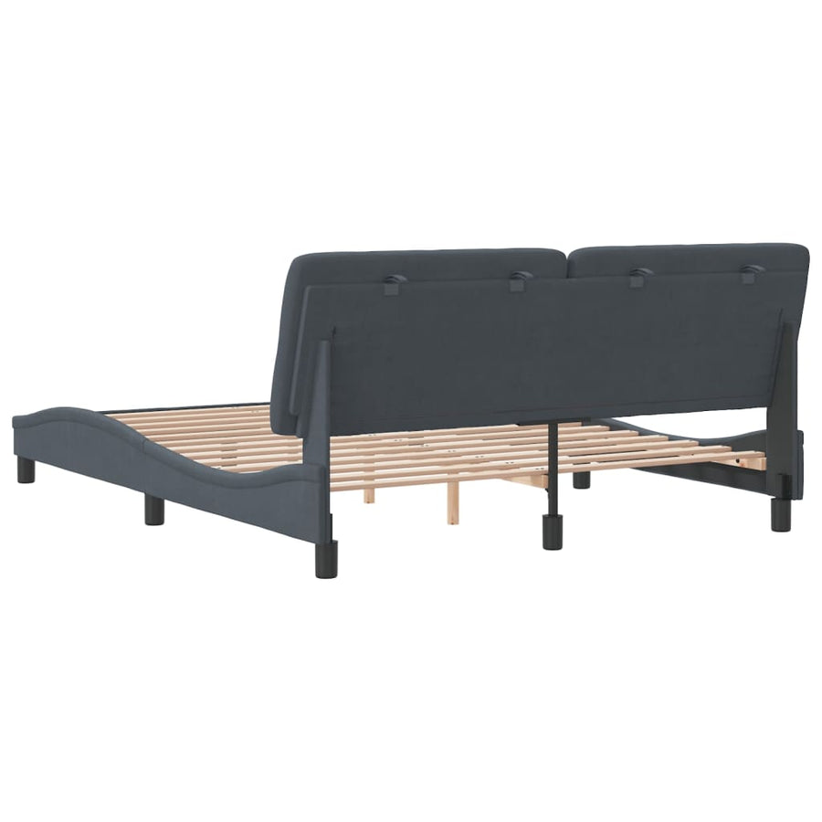 Bedframe met hoofdeinde fluweel donkergrijs 160x200 cm