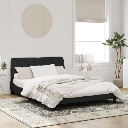 Bedframe met hoofdeinde fluweel zwart 160x200 cm