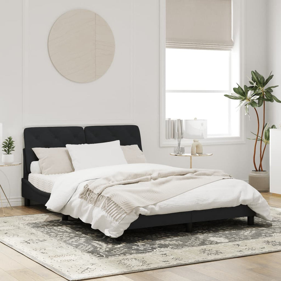 Bedframe met hoofdeinde fluweel zwart 160x200 cm
