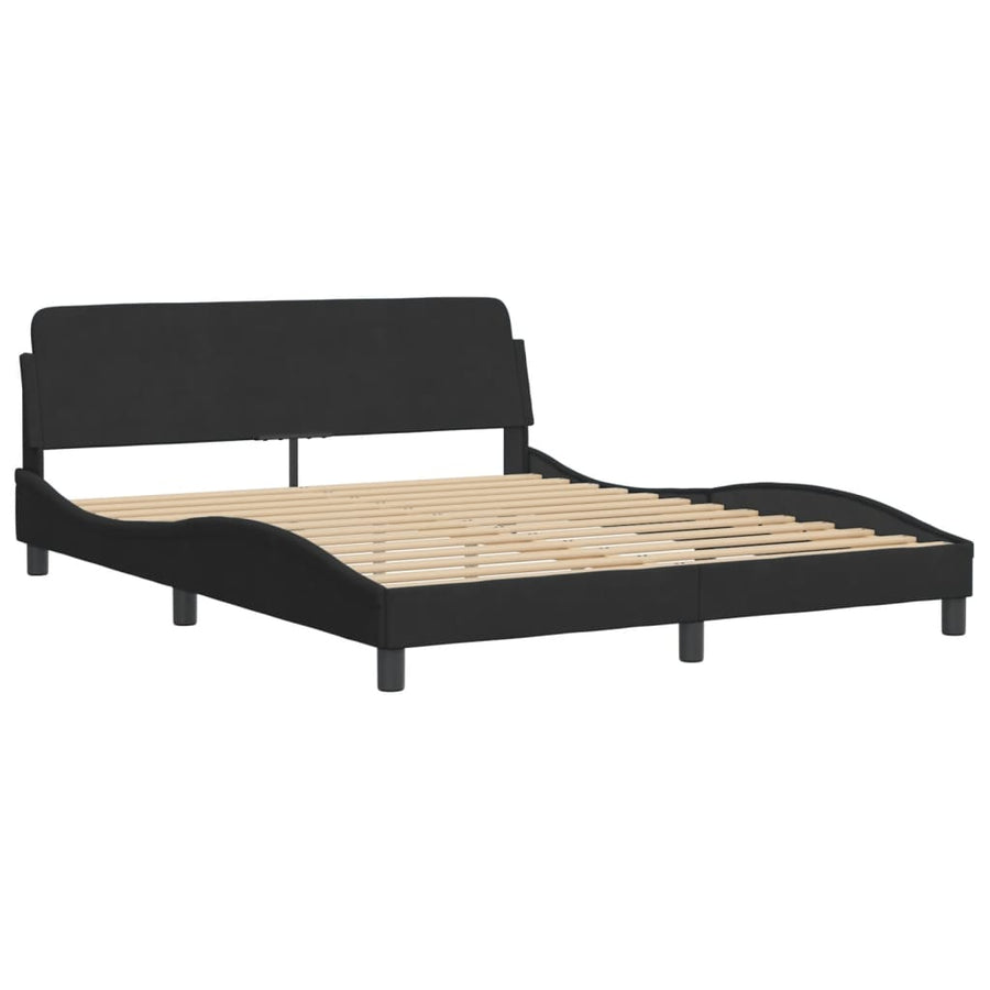 Bedframe met hoofdeinde fluweel zwart 160x200 cm