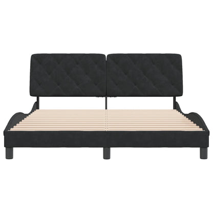Bedframe met hoofdeinde fluweel zwart 160x200 cm