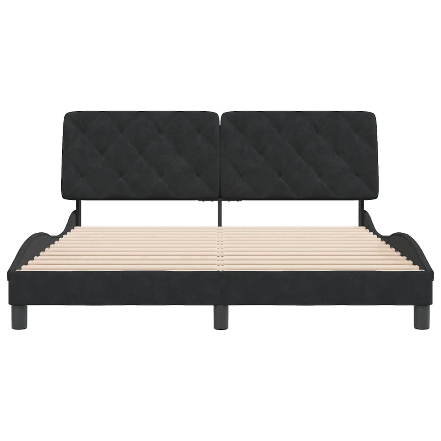 Bedframe met hoofdeinde fluweel zwart 160x200 cm