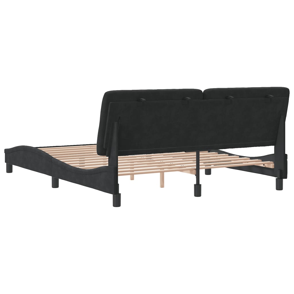 Bedframe met hoofdeinde fluweel zwart 160x200 cm