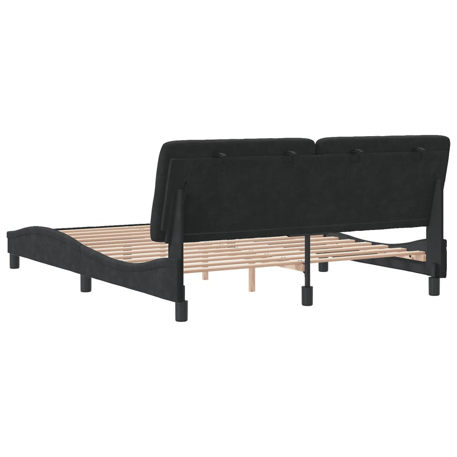 Bedframe met hoofdeinde fluweel zwart 160x200 cm