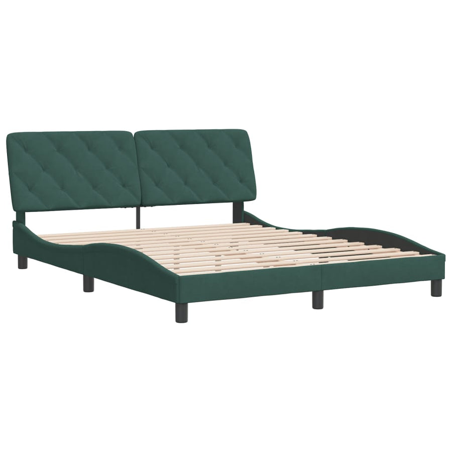 Bedframe met hoofdeinde fluweel donkergroen 160x200 cm