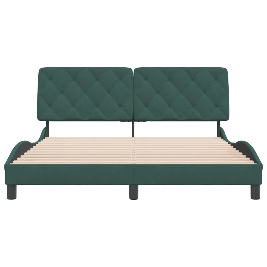Bedframe met hoofdeinde fluweel donkergroen 160x200 cm