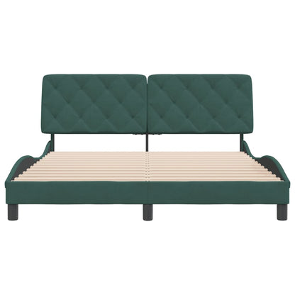 Bedframe met hoofdeinde fluweel donkergroen 160x200 cm