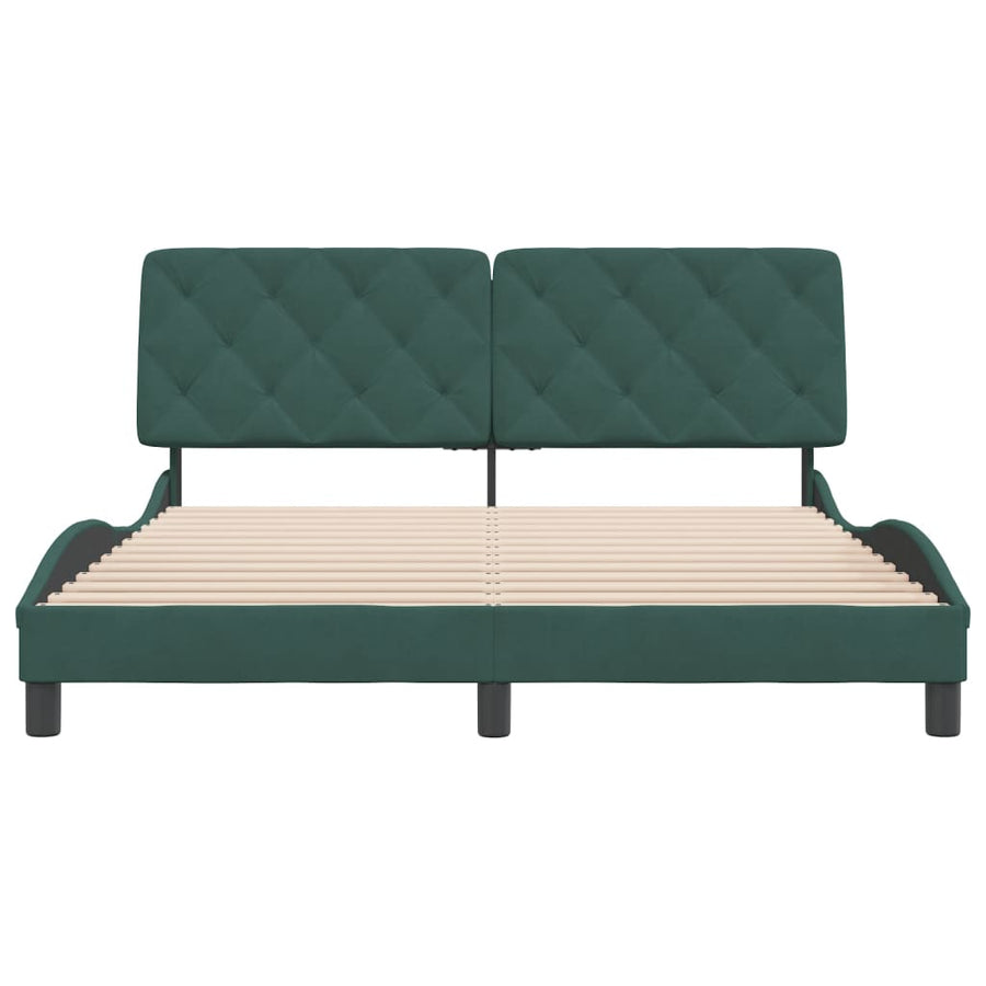 Bedframe met hoofdeinde fluweel donkergroen 160x200 cm