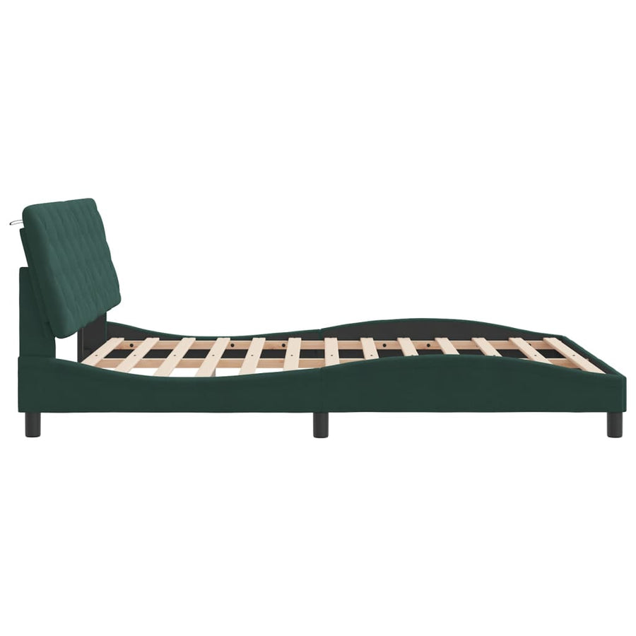 Bedframe met hoofdeinde fluweel donkergroen 160x200 cm