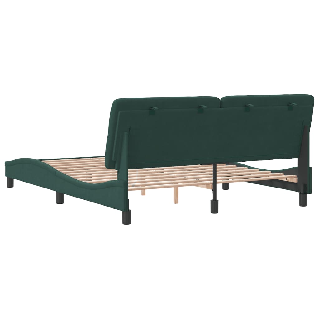 Bedframe met hoofdeinde fluweel donkergroen 160x200 cm