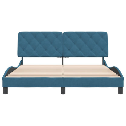 Bedframe met hoofdeinde fluweel blauw 160x200 cm