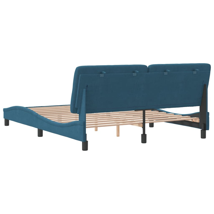 Bedframe met hoofdeinde fluweel blauw 160x200 cm