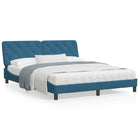 Bedframe met hoofdeinde fluweel blauw 160x200 cm