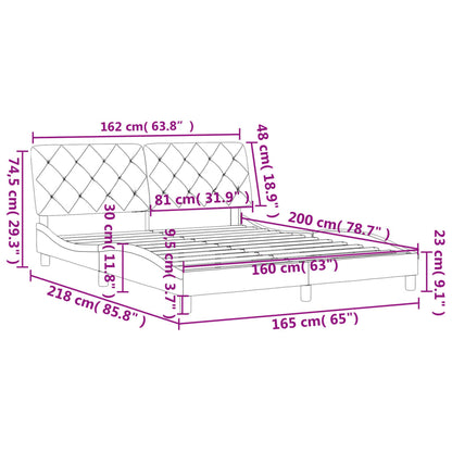 Bedframe met hoofdeinde fluweel roze 160x200 cm
