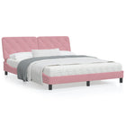 Bedframe met hoofdeinde fluweel roze 160x200 cm