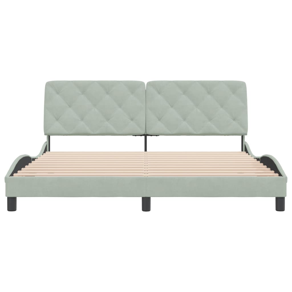 Bedframe met hoofdeinde fluweel lichtgrijs 180x200 cm