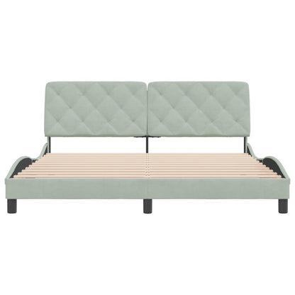 Bedframe met hoofdeinde fluweel lichtgrijs 180x200 cm