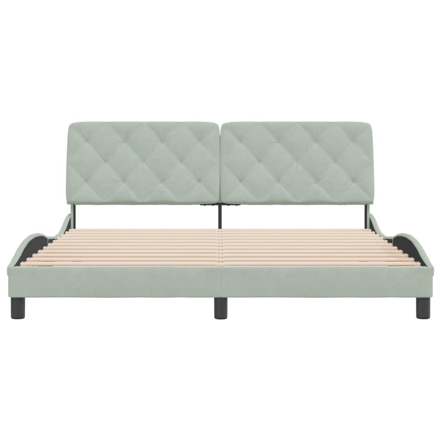 Bedframe met hoofdeinde fluweel lichtgrijs 180x200 cm