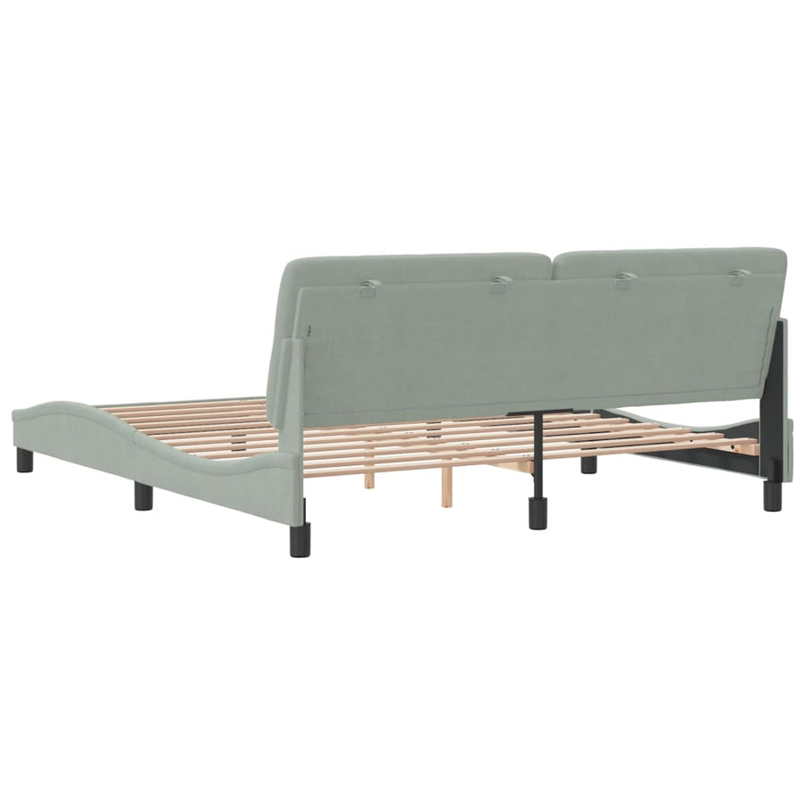 Bedframe met hoofdeinde fluweel lichtgrijs 180x200 cm