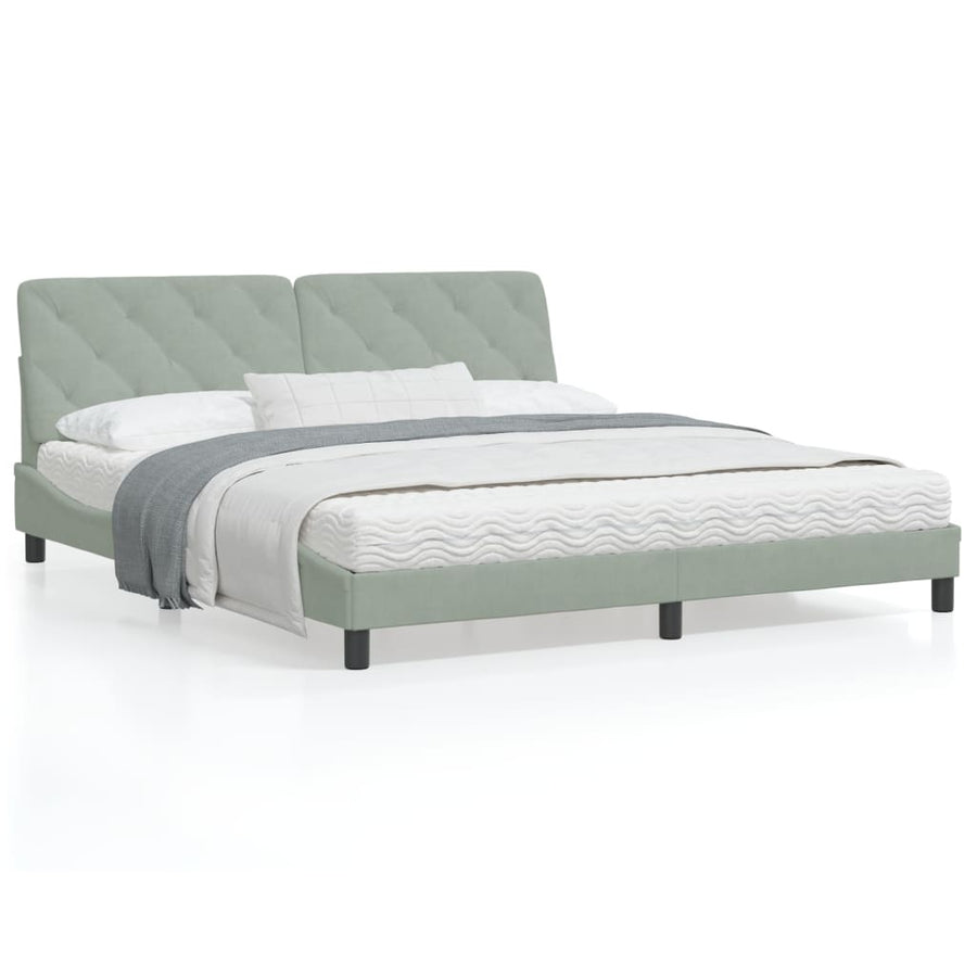 Bedframe met hoofdeinde fluweel lichtgrijs 180x200 cm