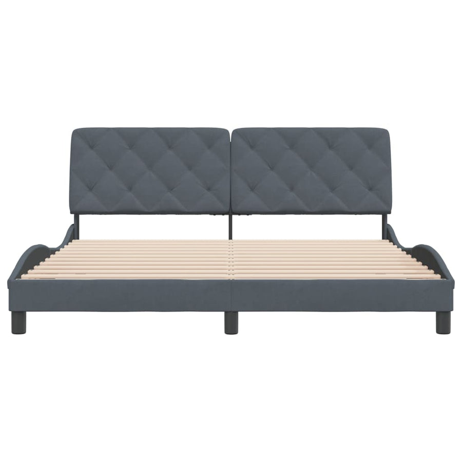 Bedframe met hoofdeinde fluweel donkergrijs 180x200 cm