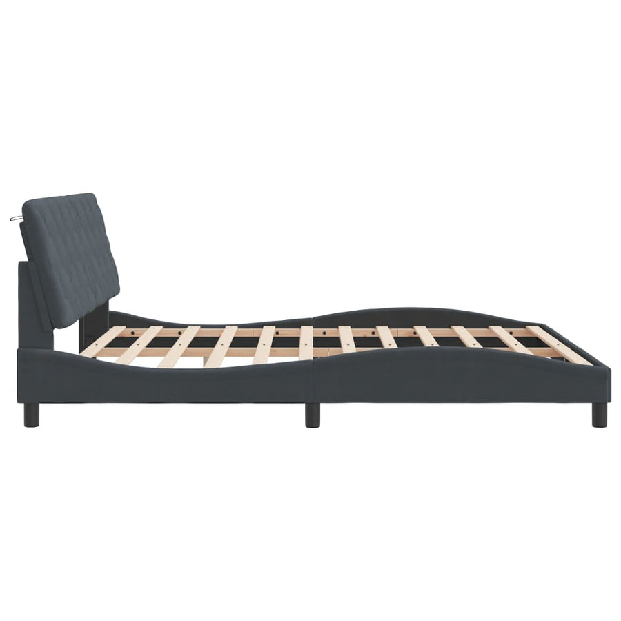 Bedframe met hoofdeinde fluweel donkergrijs 180x200 cm