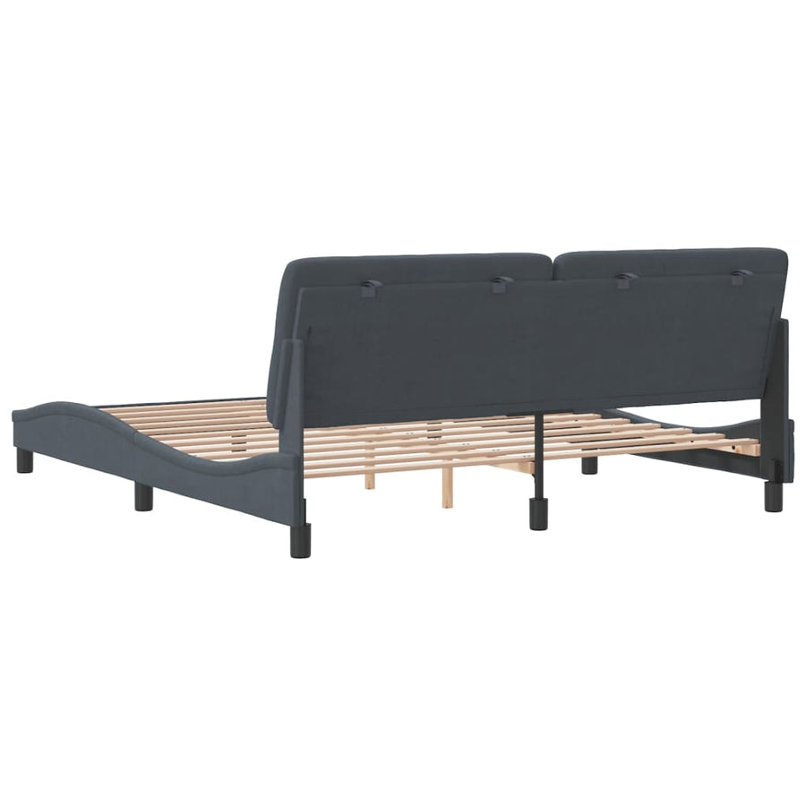 Bedframe met hoofdeinde fluweel donkergrijs 180x200 cm