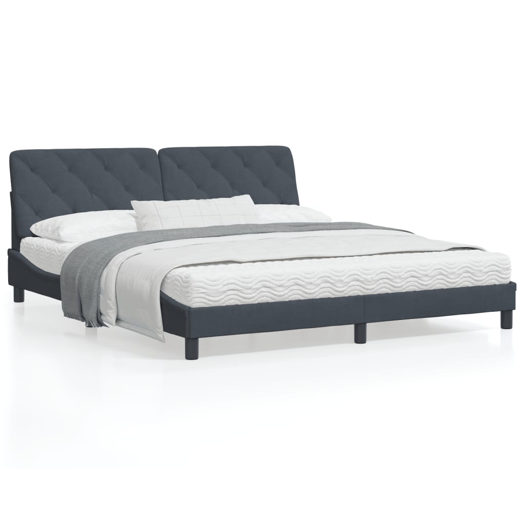 Bedframe met hoofdeinde fluweel donkergrijs 180x200 cm