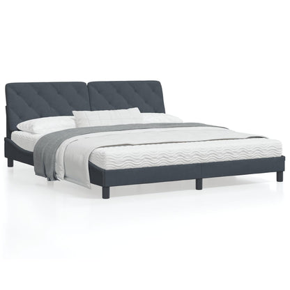 Bedframe met hoofdeinde fluweel donkergrijs 180x200 cm