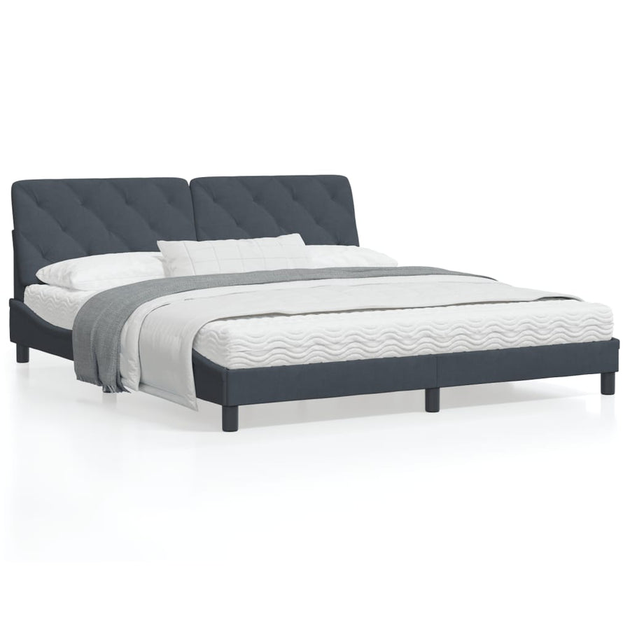 Bedframe met hoofdeinde fluweel donkergrijs 180x200 cm