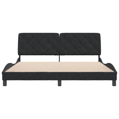 Bedframe met hoofdeinde fluweel zwart 180x200 cm