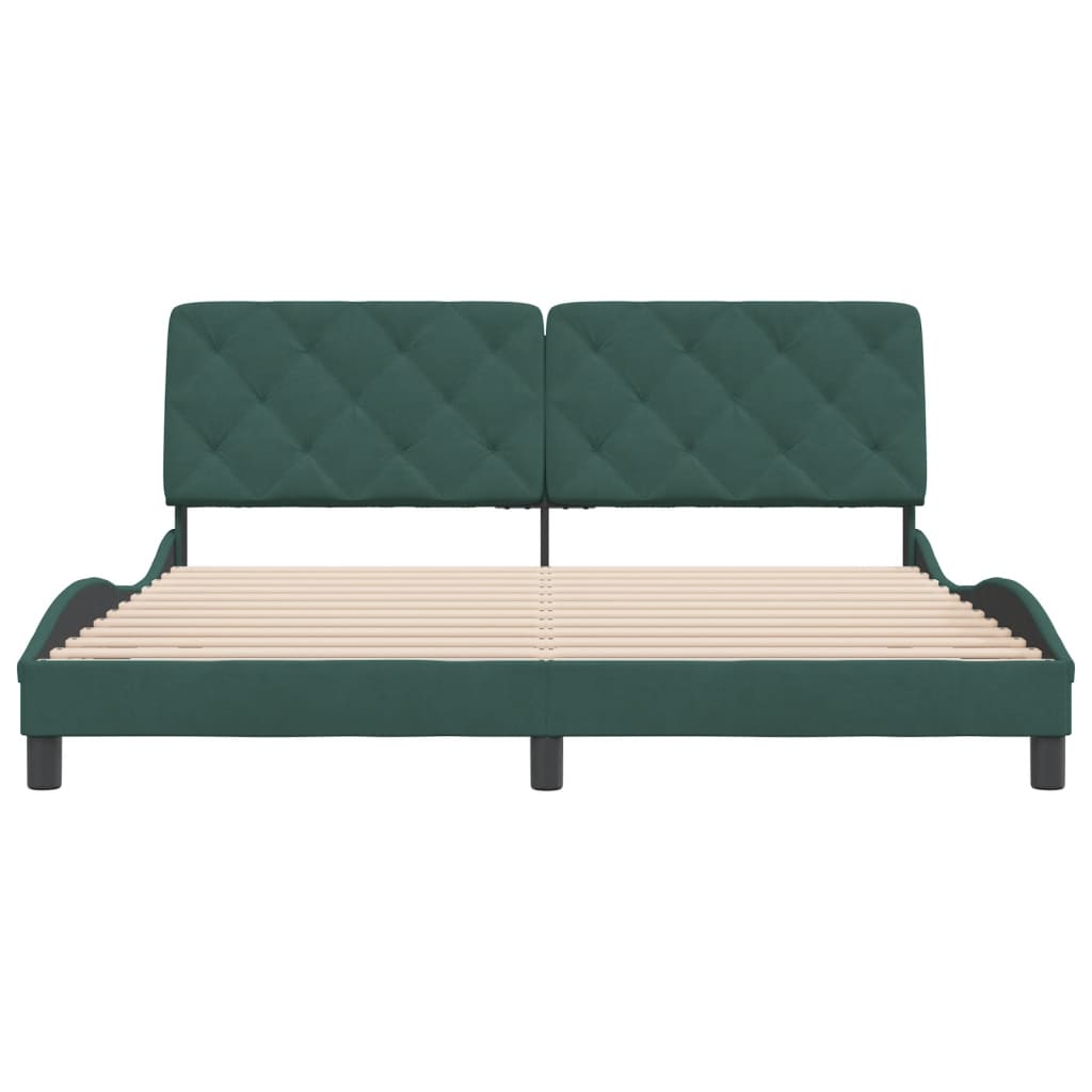 Bedframe met hoofdeinde fluweel donkergroen 180x200 cm