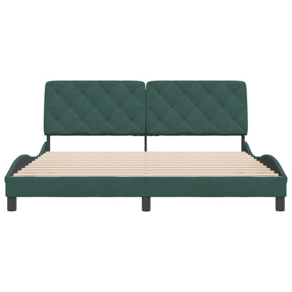 Bedframe met hoofdeinde fluweel donkergroen 180x200 cm