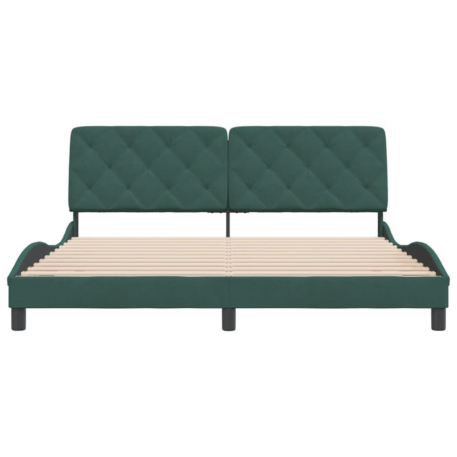 Bedframe met hoofdeinde fluweel donkergroen 180x200 cm
