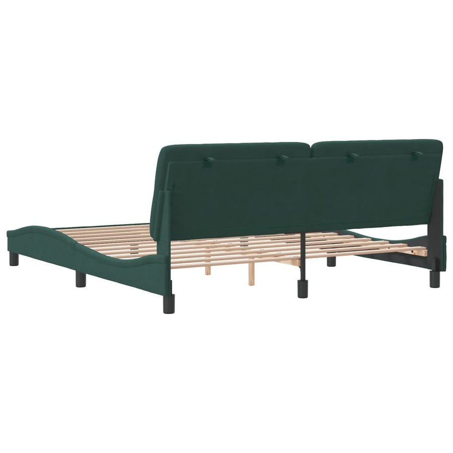 Bedframe met hoofdeinde fluweel donkergroen 180x200 cm