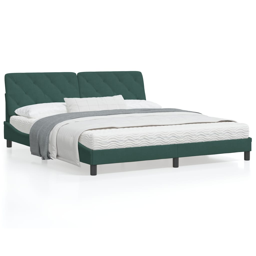 Bedframe met hoofdeinde fluweel donkergroen 180x200 cm