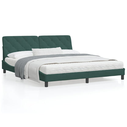 Bedframe met hoofdeinde fluweel donkergroen 180x200 cm