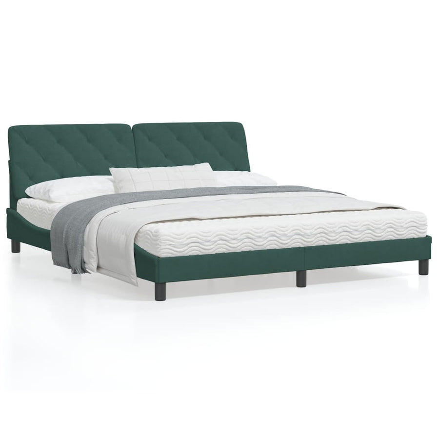 Bedframe met hoofdeinde fluweel donkergroen 180x200 cm