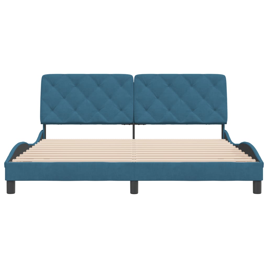 Bedframe met hoofdeinde fluweel blauw 180x200 cm