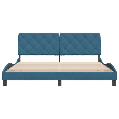 Bedframe met hoofdeinde fluweel blauw 180x200 cm