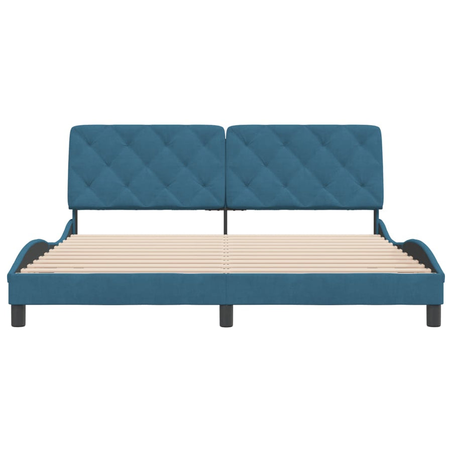 Bedframe met hoofdeinde fluweel blauw 180x200 cm