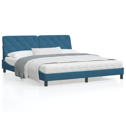 Bedframe met hoofdeinde fluweel blauw 180x200 cm