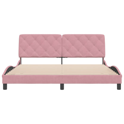 Bedframe met hoofdeinde fluweel roze 180x200 cm