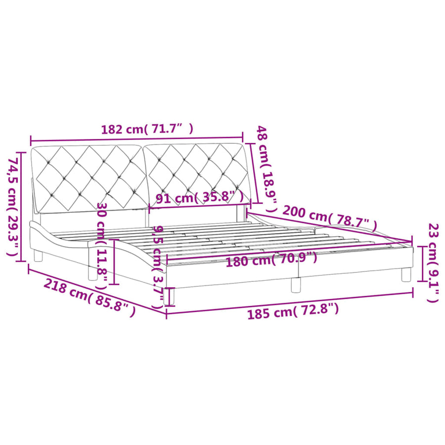 Bedframe met hoofdeinde fluweel roze 180x200 cm