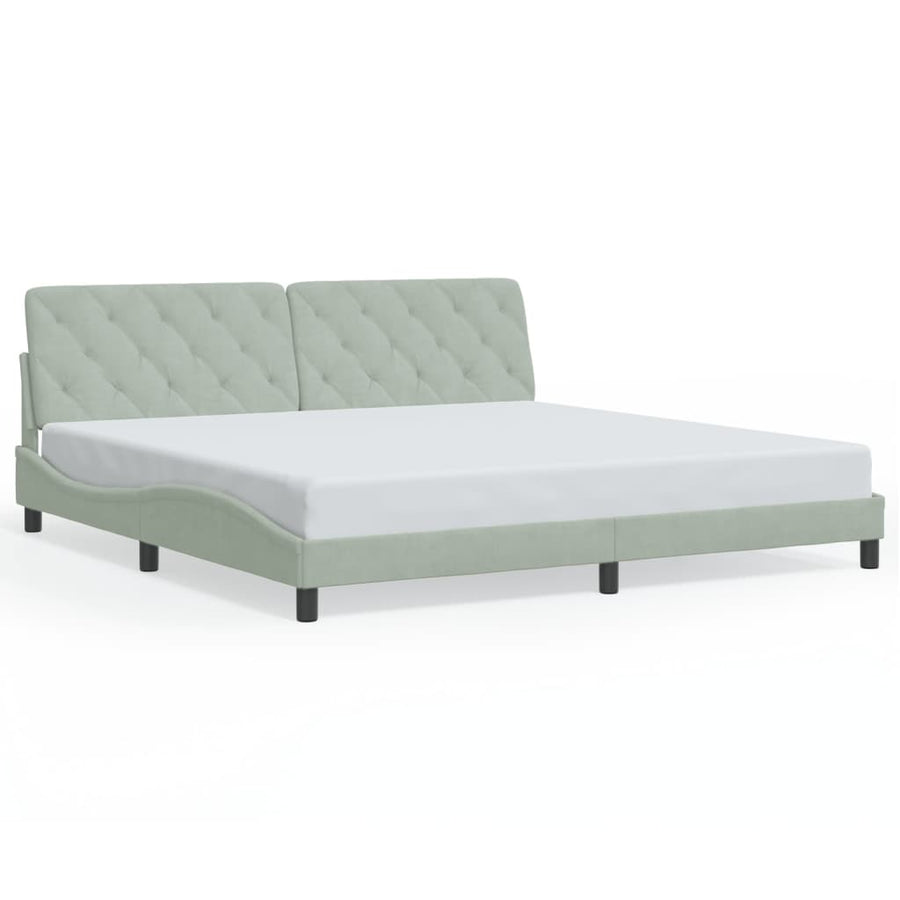 Bedframe Zonder Matras Fluweel 200 x 200 cm Lichtgrijs