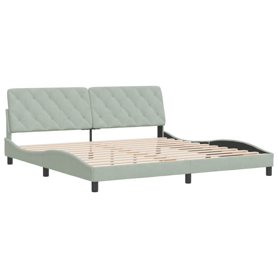 Bedframe Zonder Matras Fluweel 200 x 200 cm Lichtgrijs
