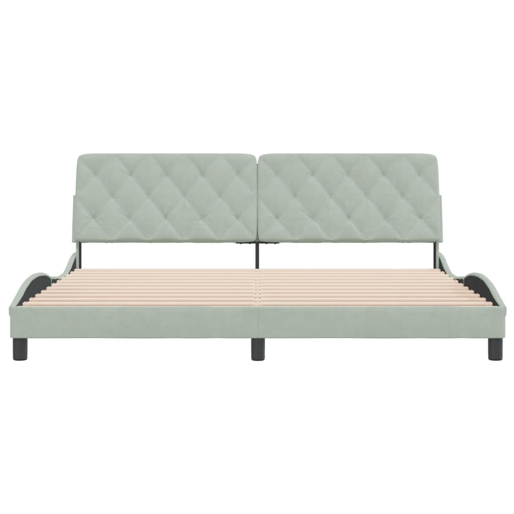 Bedframe Zonder Matras Fluweel 200 x 200 cm Lichtgrijs