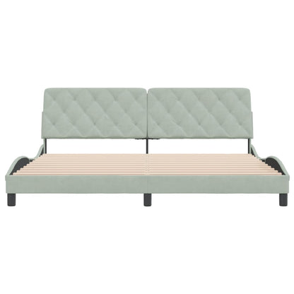 Bedframe Zonder Matras Fluweel 200 x 200 cm Lichtgrijs