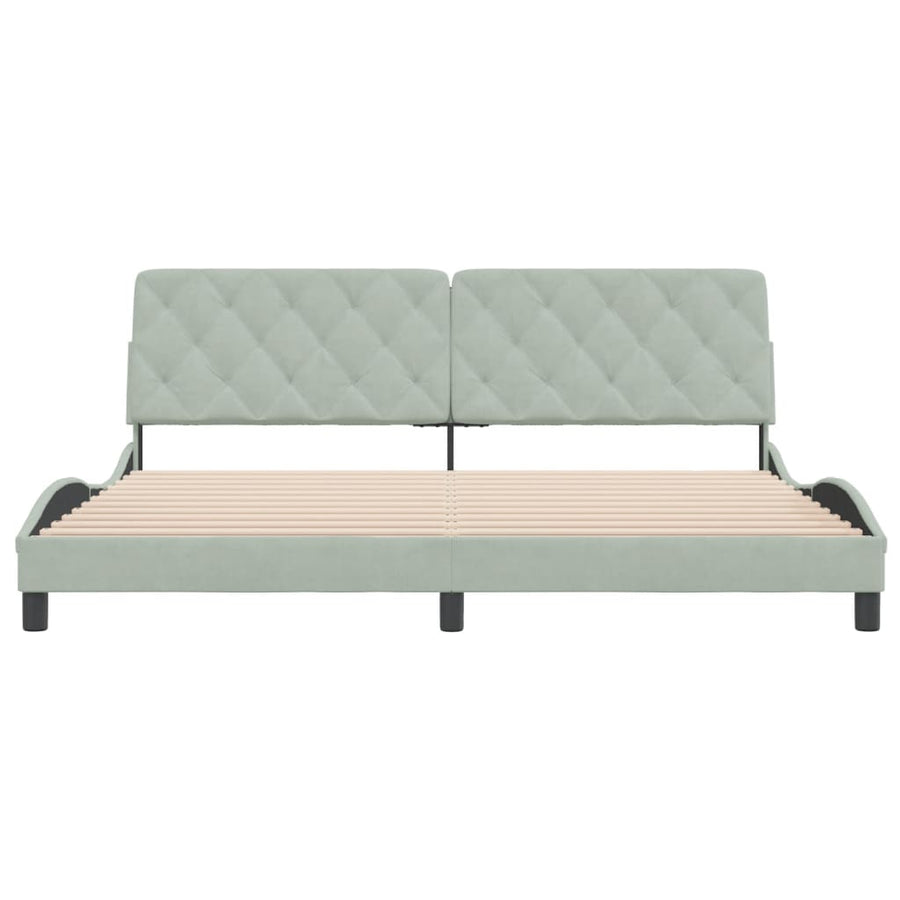 Bedframe Zonder Matras Fluweel 200 x 200 cm Lichtgrijs